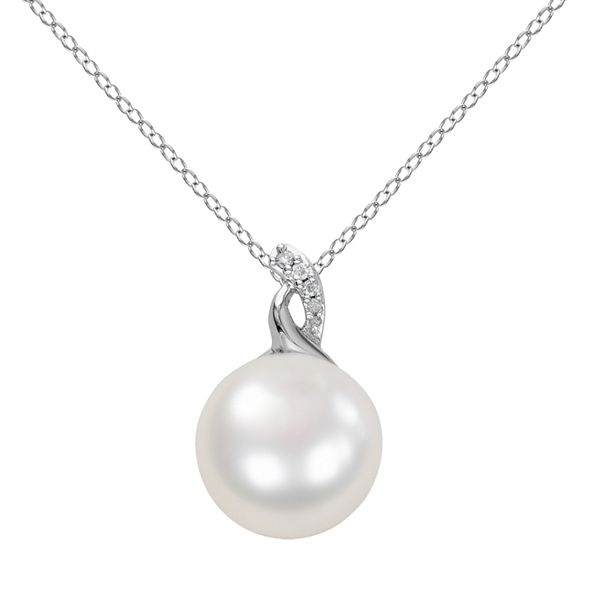 Stella Grace Sterling Silver Freshwater Cultured Pearl and Diamond ...
