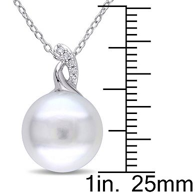 Stella Grace Sterling Silver Freshwater Cultured Pearl and Diamond Accent Pendant