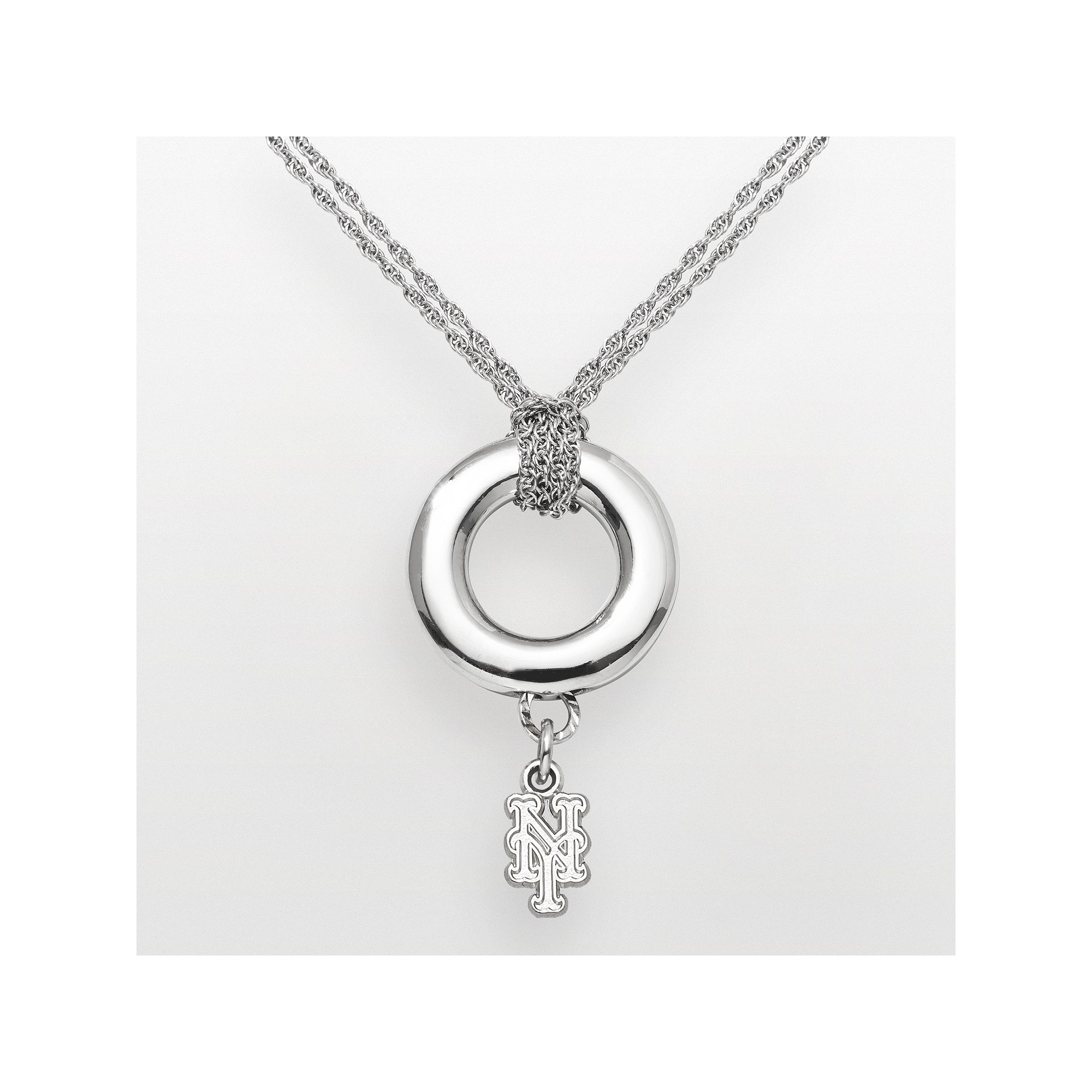 LogoArt New York Mets Sterling Silver Logo Halo Pendant, Womens, Size: 16