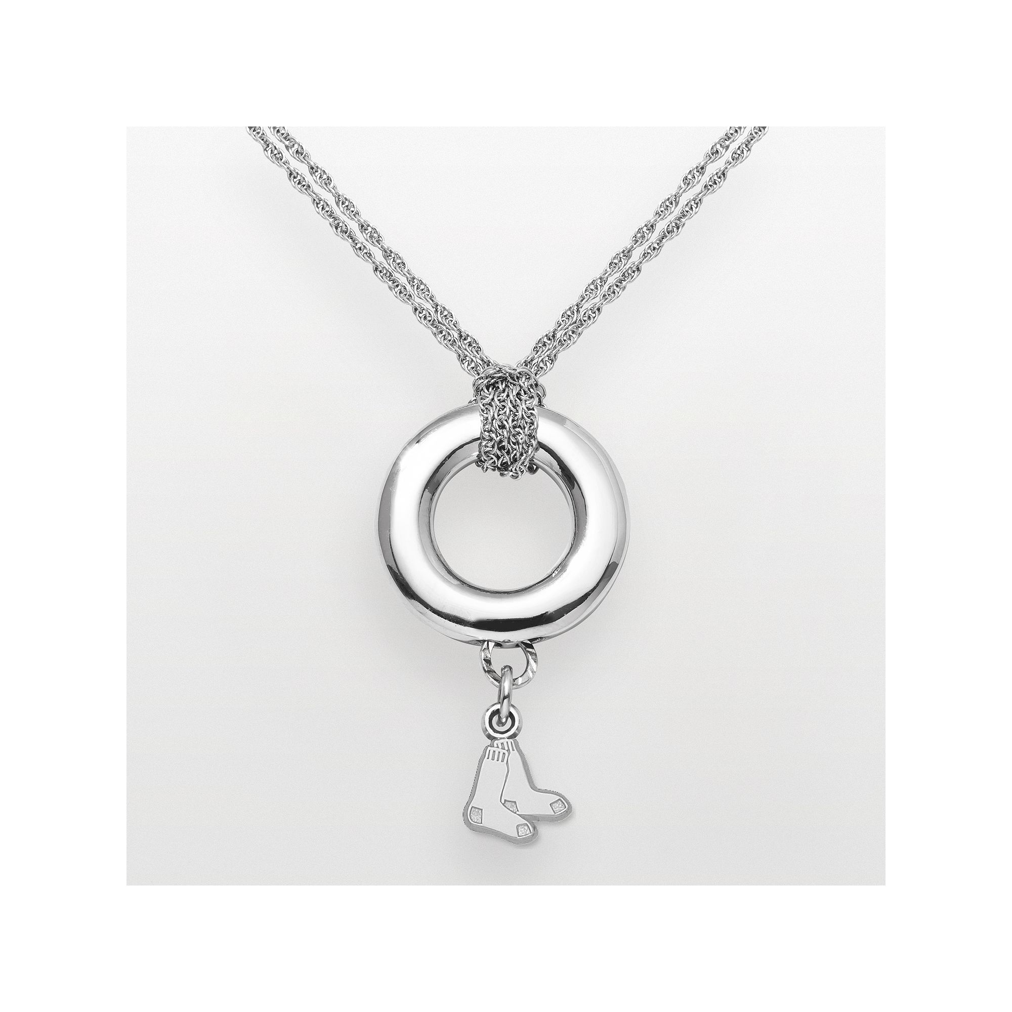 LogoArt Boston Red Sox Sterling Silver Logo Halo Pendant, Womens, Size: 1