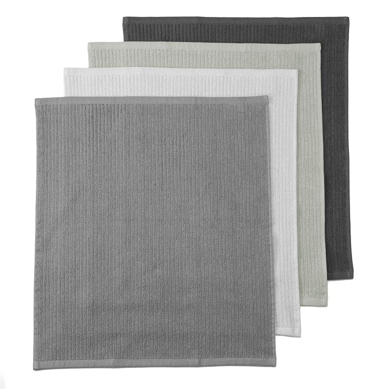 KitchenAid Albany Dishcloth 8 Pack Set, Matte Grey/White, 12x12