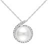 10k White Gold Freshwater Cultured Pearl and Diamond Accent Pendant