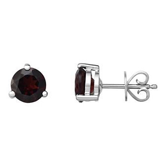 Oro Leoni Sterling Silver Garnet Stud Earrings