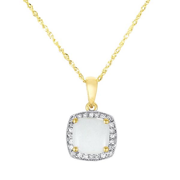 14k Gold Opal and Diamond Accent Frame Pendant