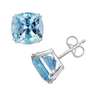 Oro Leoni 14k White Gold Blue Topaz Stud Earrings