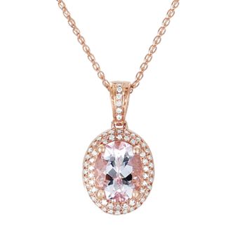 Oro Leoni 14k Rose Gold .18 ct T.W. Diamond and Morganite Frame Pendant