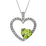 Gemminded Sterling Silver Peridot and Diamond Accent Heart Pendant