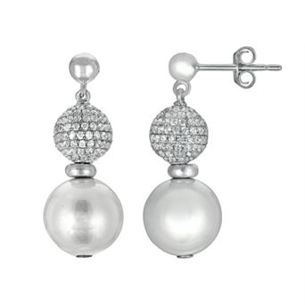 Oro Leoni Sterling Silver Mother-of-Pearl and Cubic Zirconia Drop Earrings