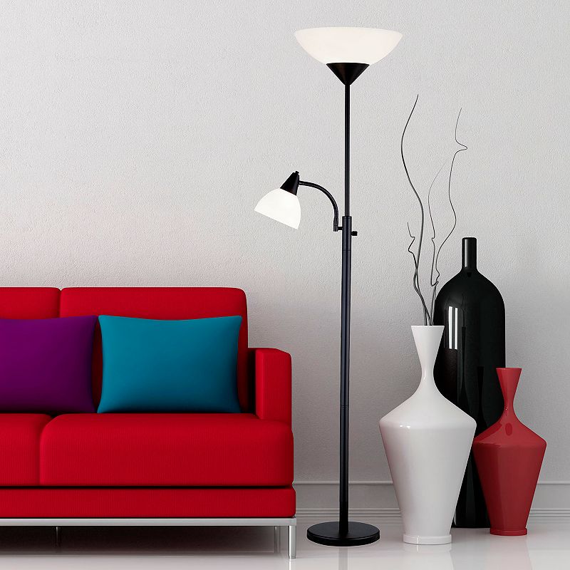 Adesso Piedmont Floor Lamp, Black, Furniture