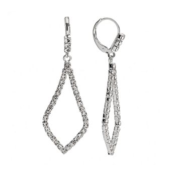 Vieste Silver Tone Simulated Crystal Inverted Kite Drop Earrings