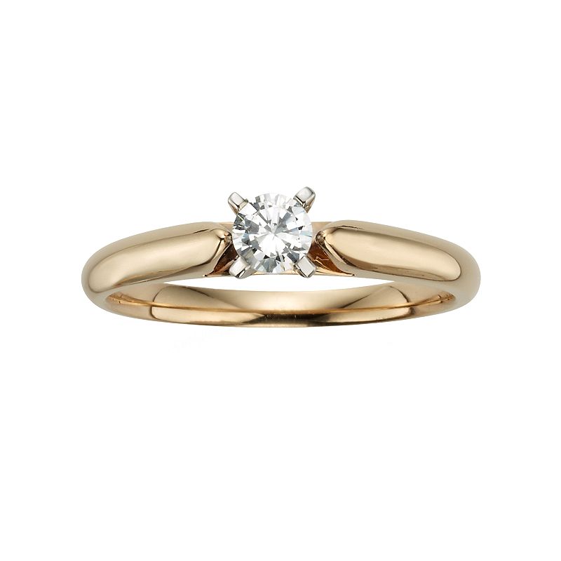 Round-Cut IGL Certified Diamond Solitaire Engagement Ring in 14k Gold (1/4 