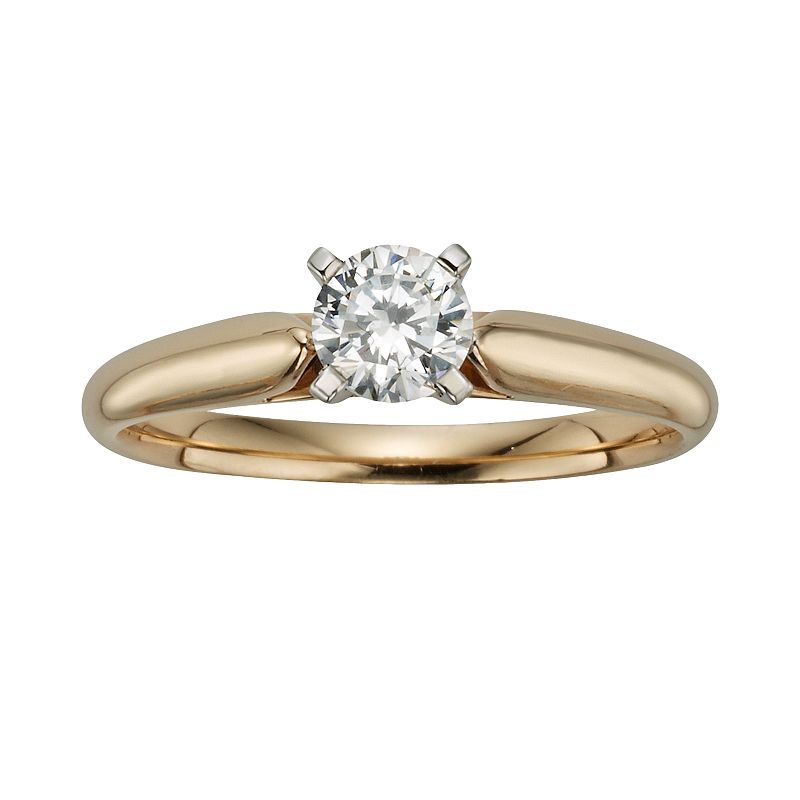 Round-Cut IGL Certified Diamond Solitaire Engagement Ring in 14k Gold (1/2 