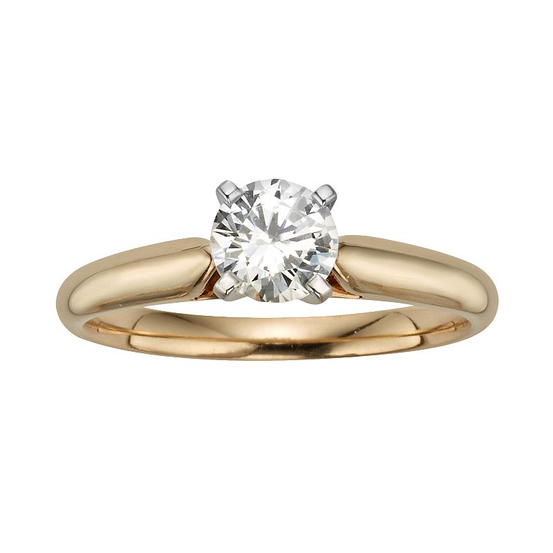Round-Cut IGL Certified Diamond Solitaire Engagement Ring in 14k Gold (3/4 