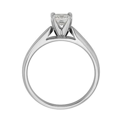 Princess-Cut IGL Certified Diamond Solitaire Engagement Ring in 14k White Gold