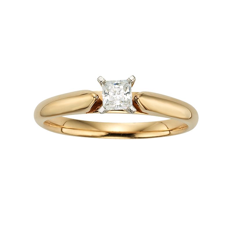 Princess-Cut IGL Certified Diamond Solitaire Engagement Ring in 14k Gold (1