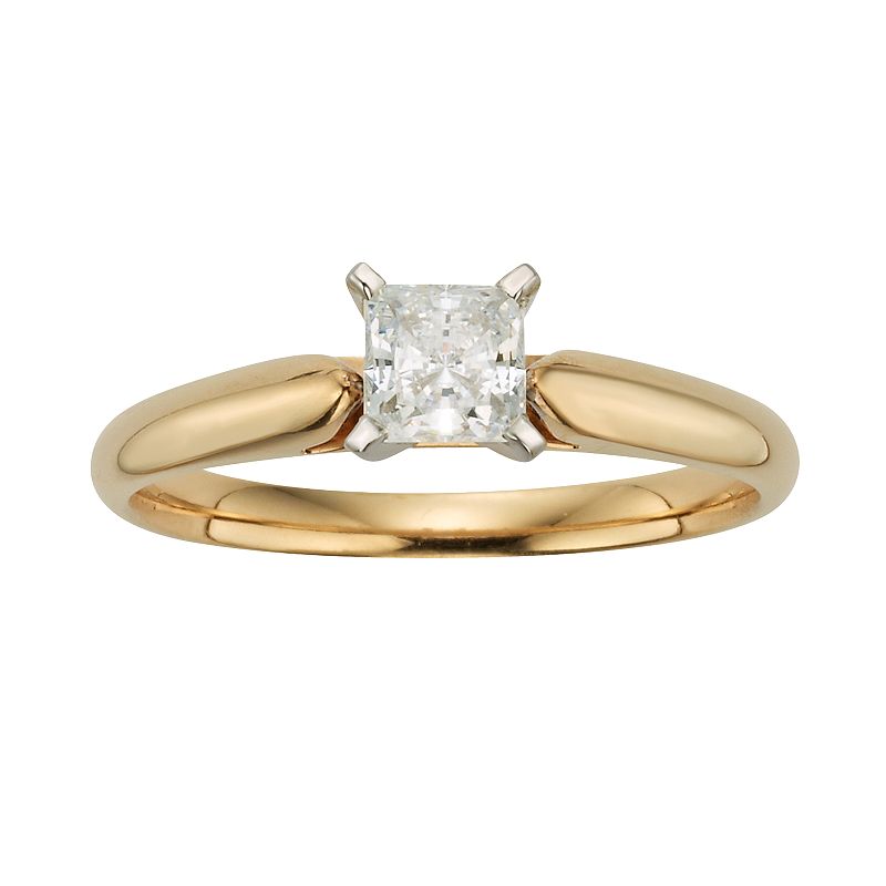 Princess-Cut IGL Certified Diamond Solitaire Engagement Ring in 14k Gold (1