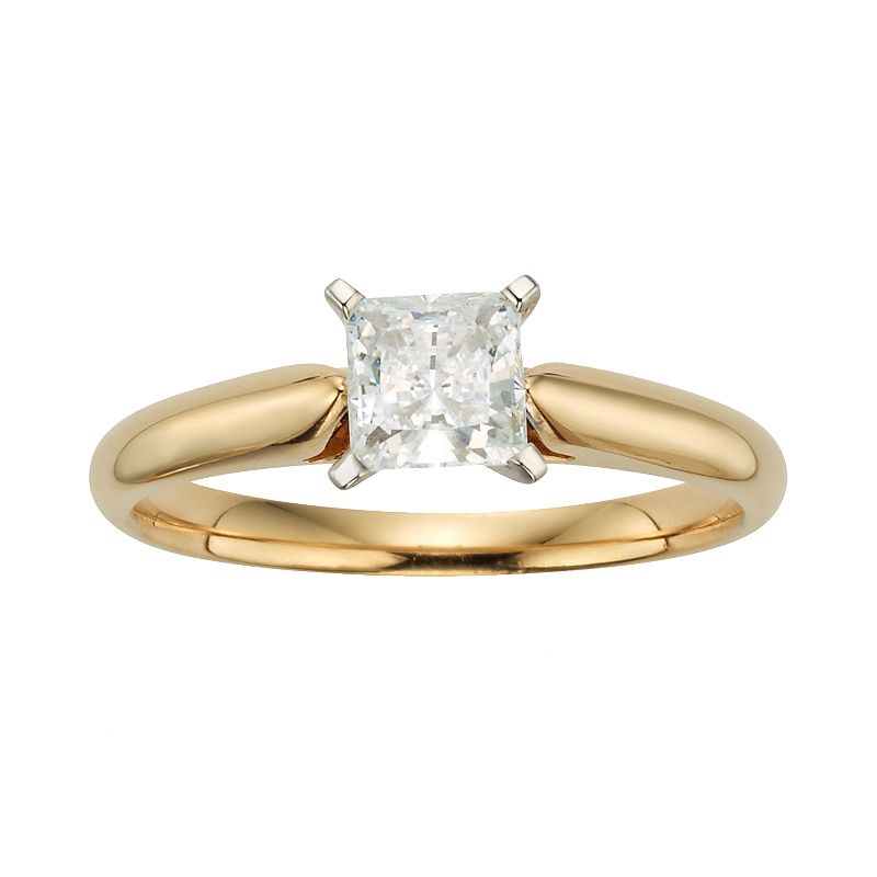 Princess-Cut IGL Certified Diamond Solitaire Engagement Ring in 14k Gold (3