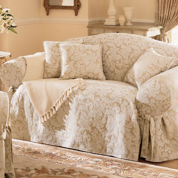 Sure Fit Scroll Damask Loveseat Slipcover - Sure Fit Sofa And Loveseat Covers