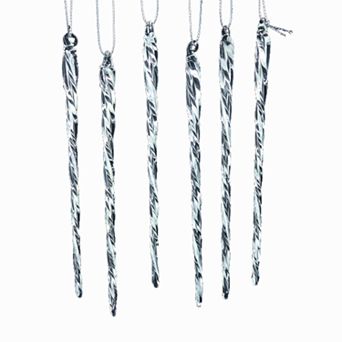 Kurt Adler 24 pc Glow-In-The-Dark Glass Icicle Ornament Set