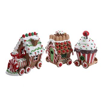Kurt Adler 3 pc LED Gingerbread Train Set