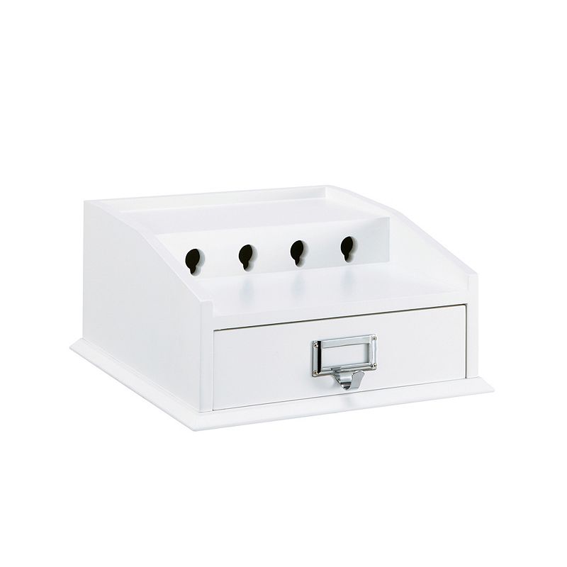 Organize It All Electronics Charging Station Organizer with Drawer in White