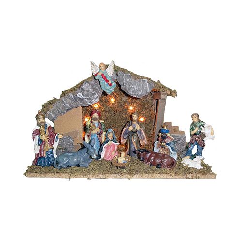 Kurt Adler Nativity Figures With Wooden Stable 12Pc