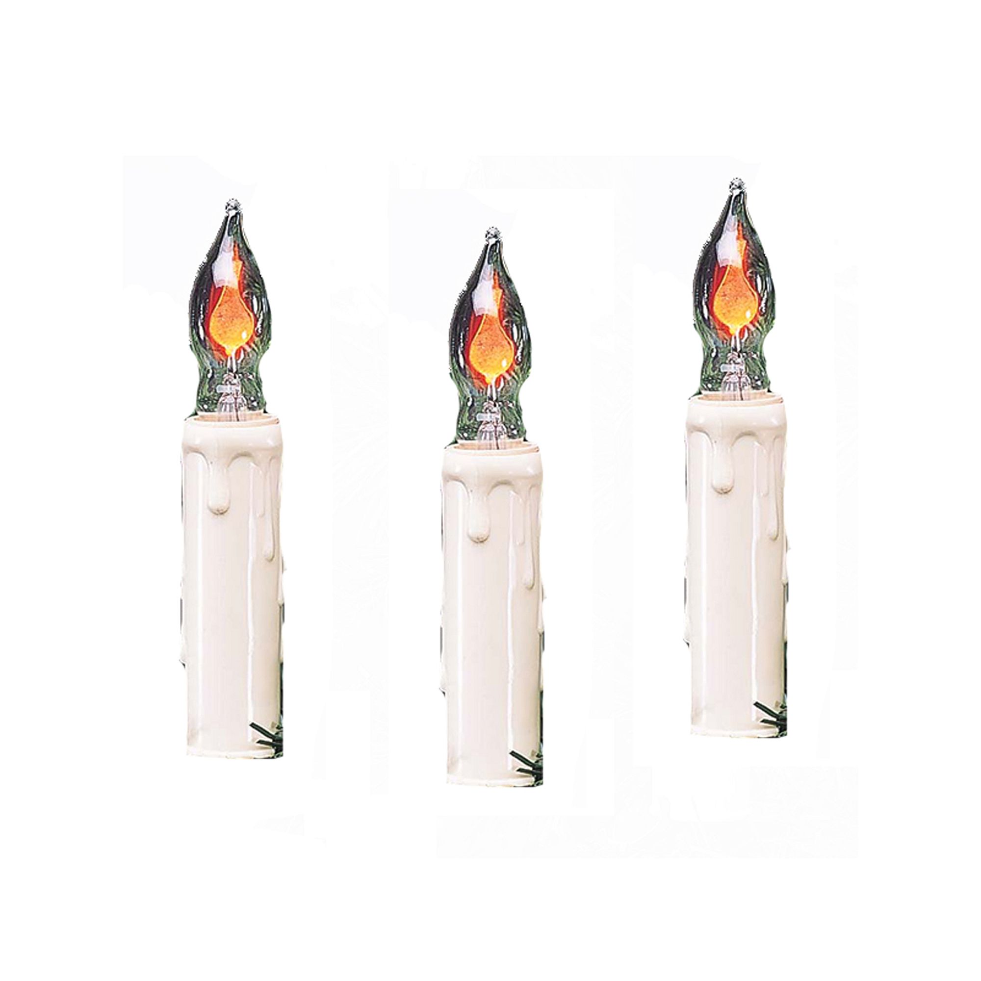 Kurt Adler Indoor Flicker Flame Dripping Candle Light Set, White