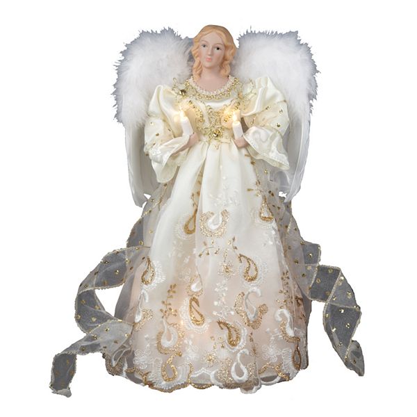 Kurt Adler White Angel Pre-Lit Tree Topper