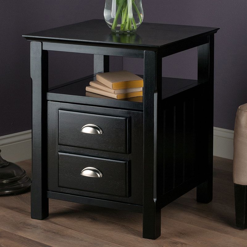 Winsome Timber Nightstand, Black, Furniture