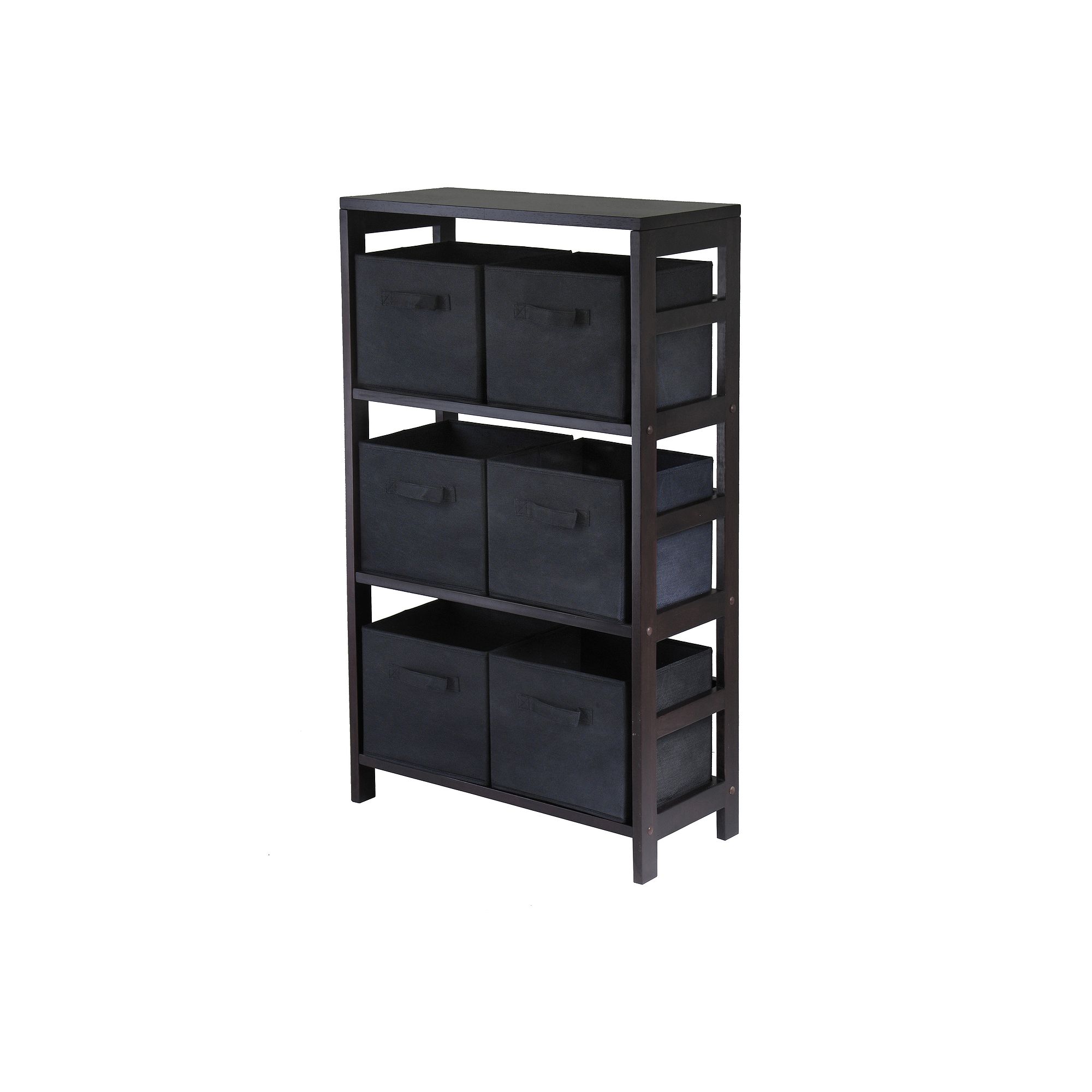 Winsome Capri 3-Section Storage Shelf, Brown Black