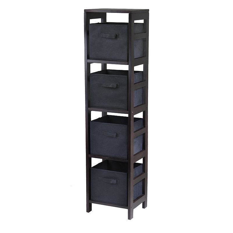Winsome Capri 4-Section Storage Shelf, Black, Furniture