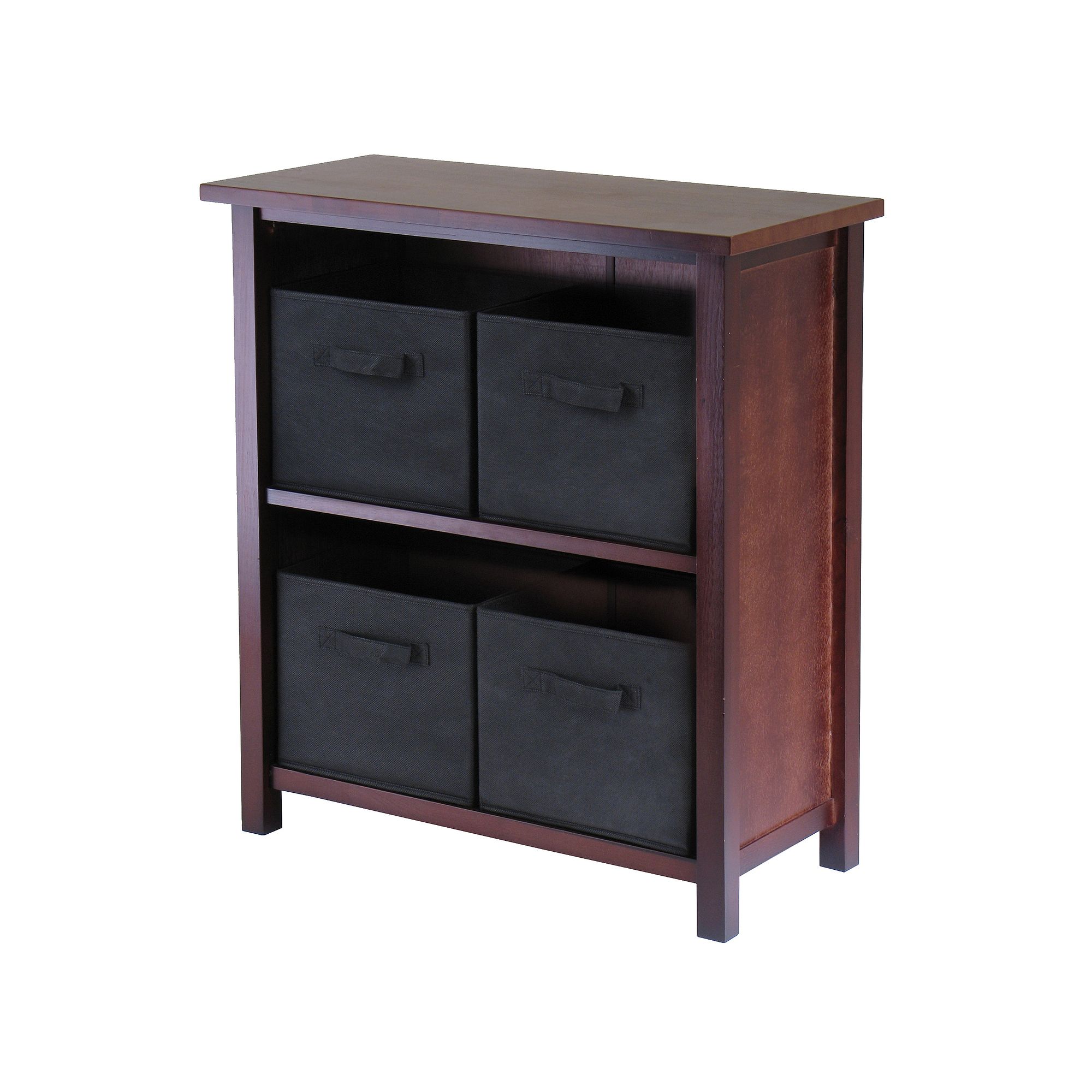 Winsome Verona 4-Bin Storage Shelf, Brown Black