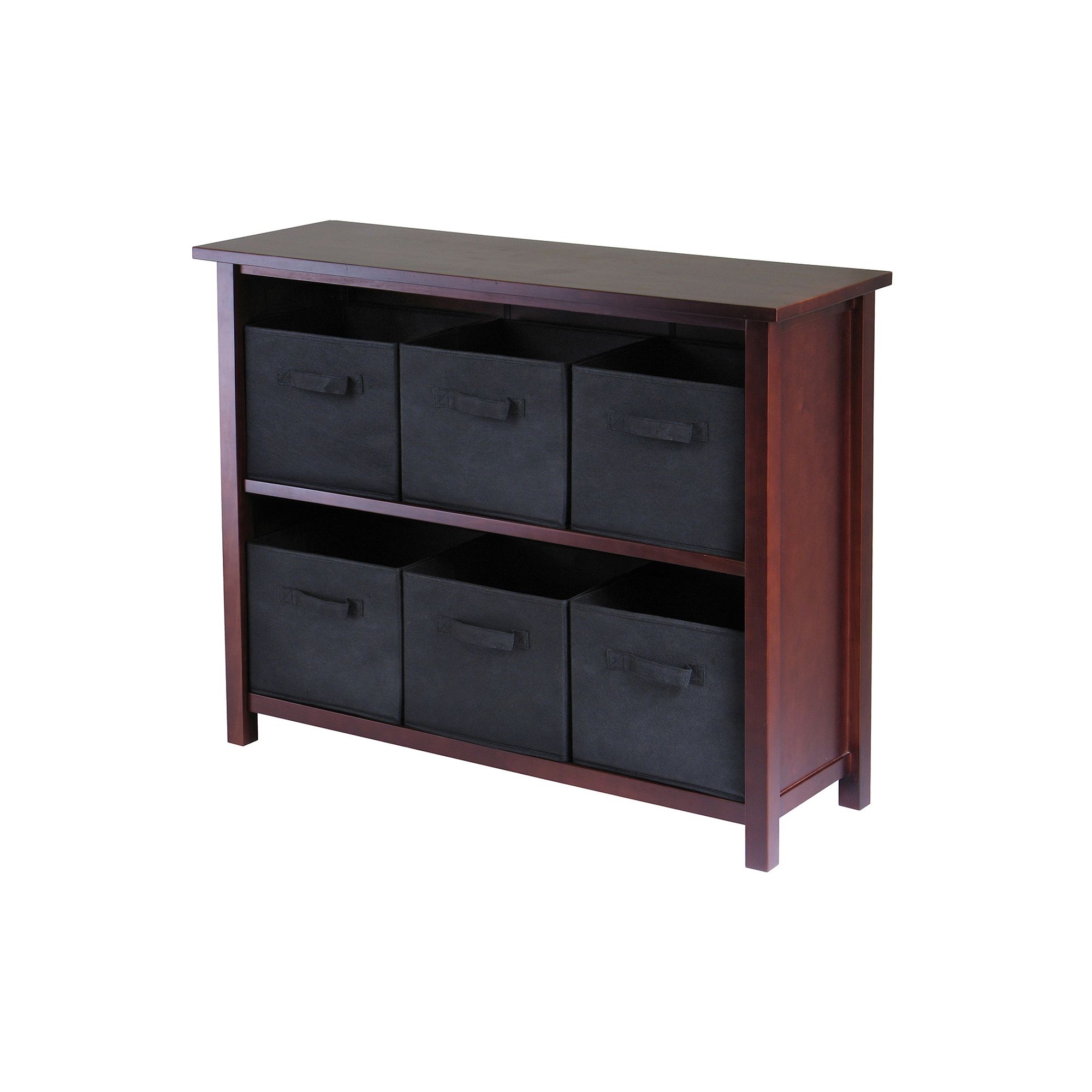 Winsome Verona 6-Bin Storage Shelf, Brown Black