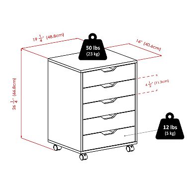 Winsome Halifax 5-Drawer Mobile File Cabinet