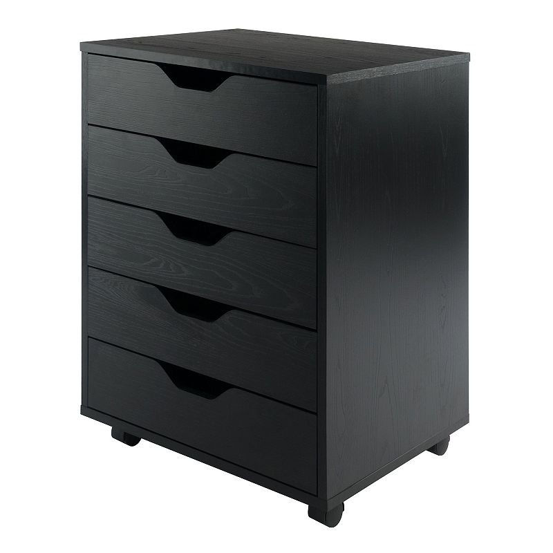 Winsome Halifax 5-Drawer Mobile File Cabinet, Black, Furniture