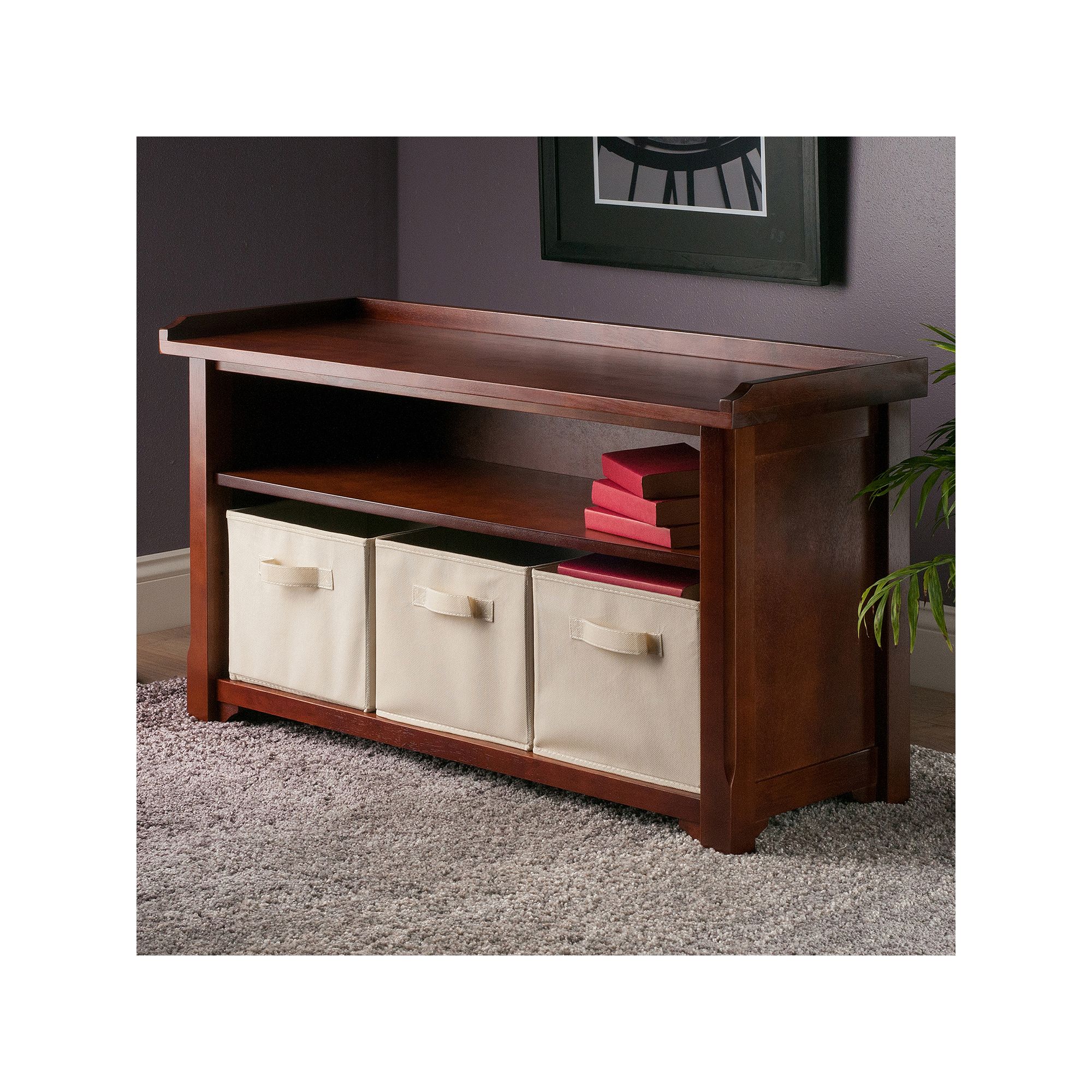 Winsome Verona 2-Tier Storage Bench, Brown Beige