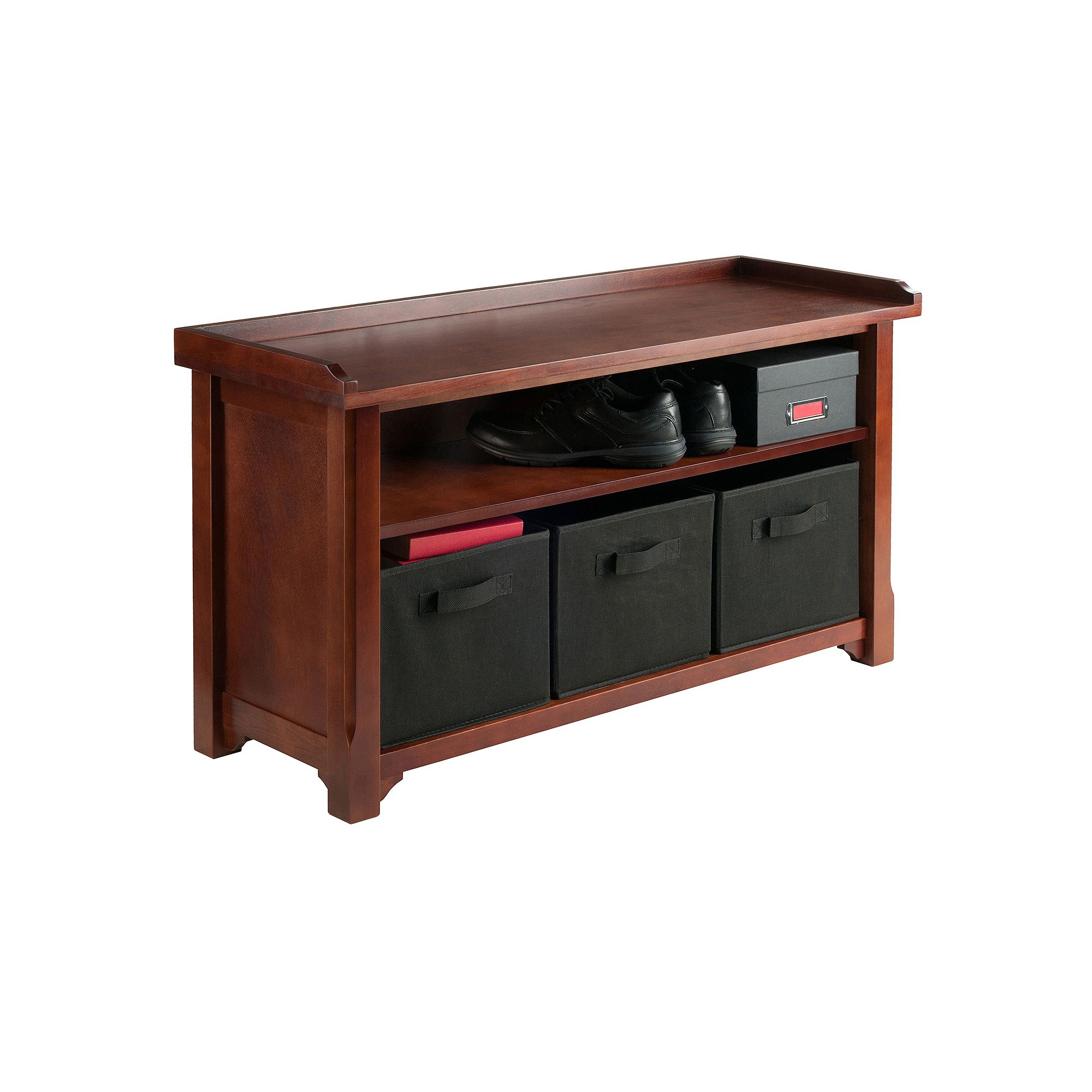 Winsome Verona 2-Tier Storage Bench, Brown Black