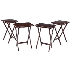 5 Piece TV Tray Table Set in Natural (4 Trays, 1 Stand)