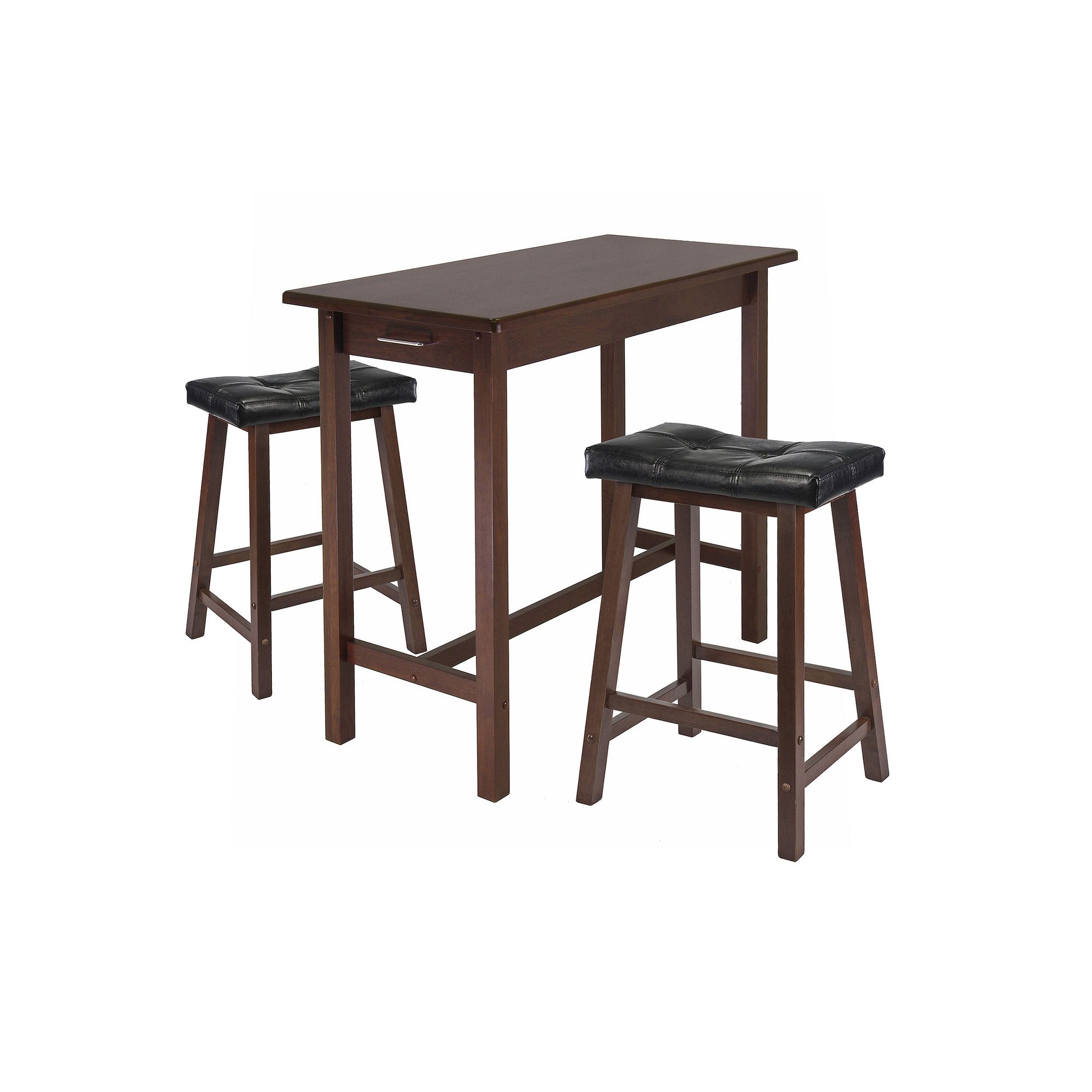 Winsome 3-pc. Kitchen Island Set with Cushions, Antique Brown