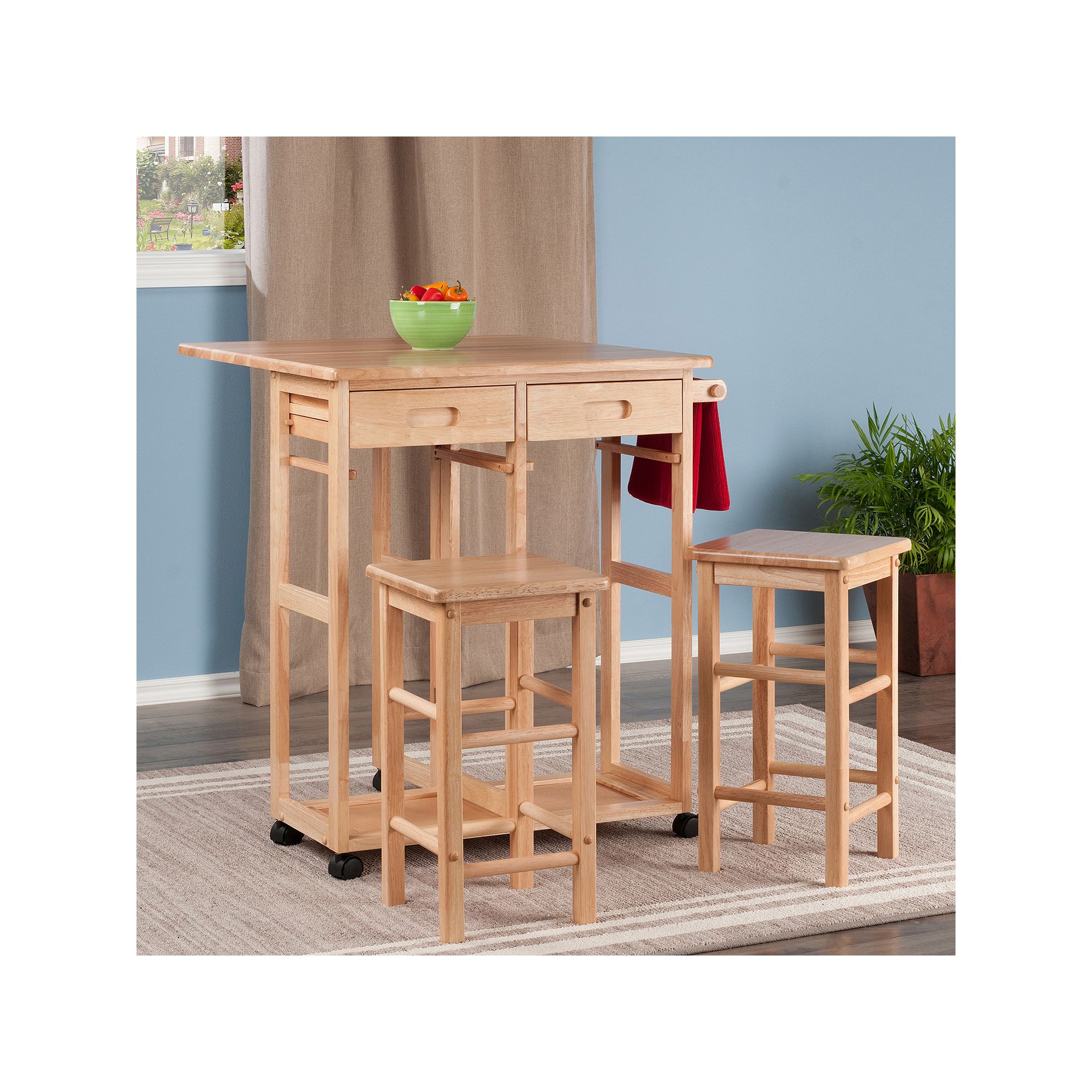 Winsome Space Saver Kitchen Cart 3-piece Set, Beech