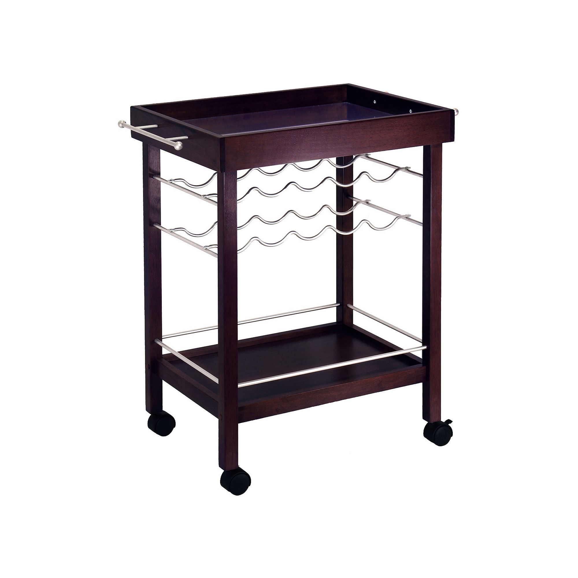 Winsome Bar Cart Wine Rack, Dark Brown