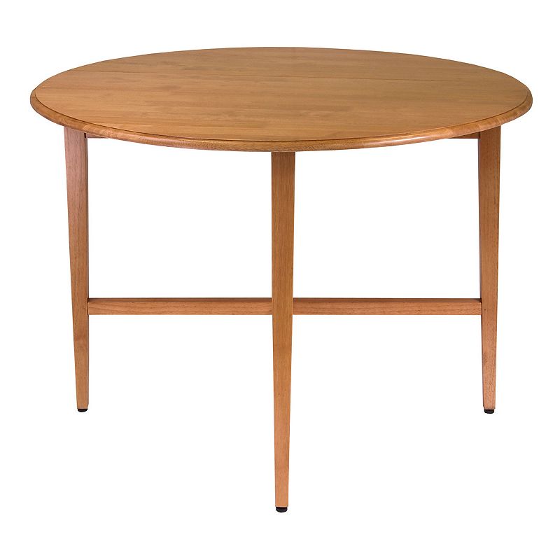 Winsome Wood Hannah 42  Double Drop Leaf Round Dining Table  Light Oak Finish