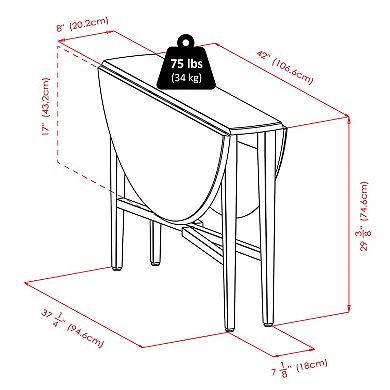 Winsome Hannah Round Drop-Leaf Table