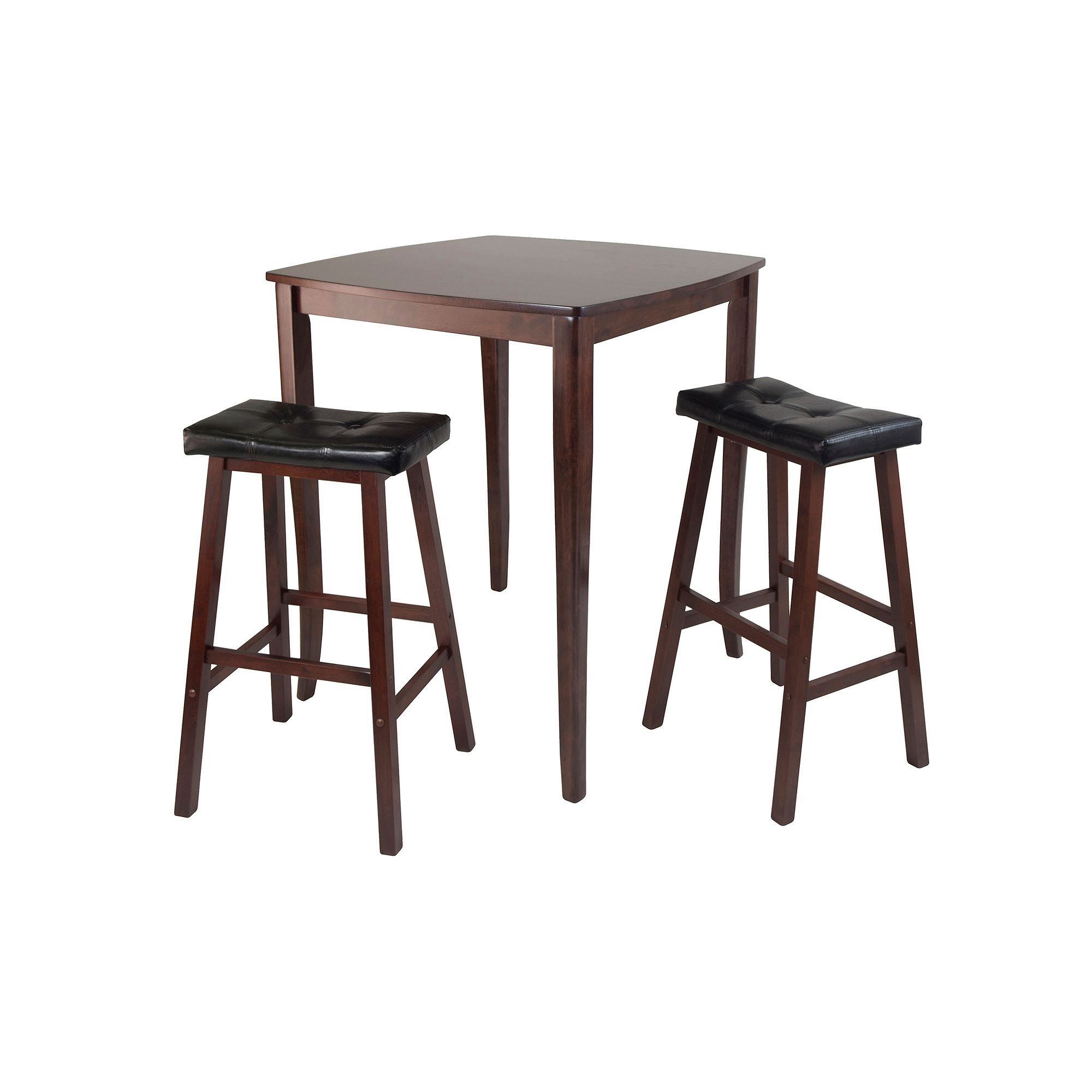 Winsome Inglewood Pub Dining Table & Padded Stool Set, Antique Brown