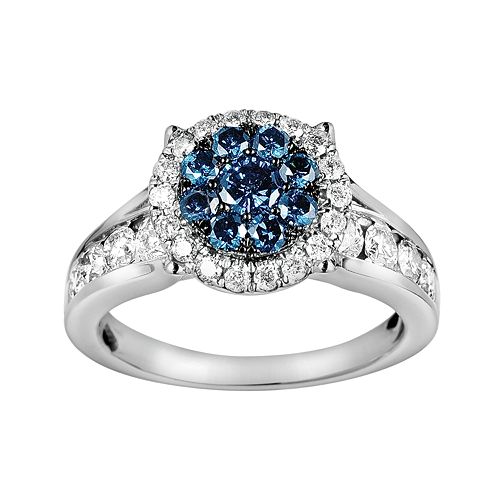 10k White Gold 1 3/4-ct. T.W. Blue & White Diamond Frame Ring