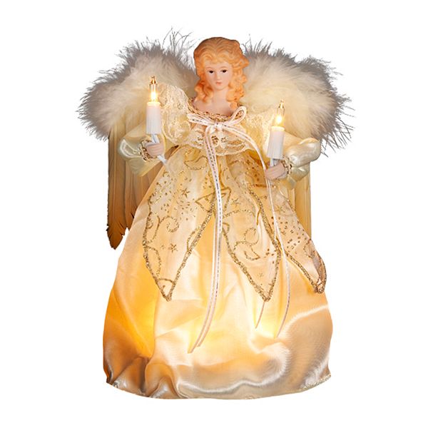 Kurt Adler Ivory Angel Pre-Lit Tree Topper