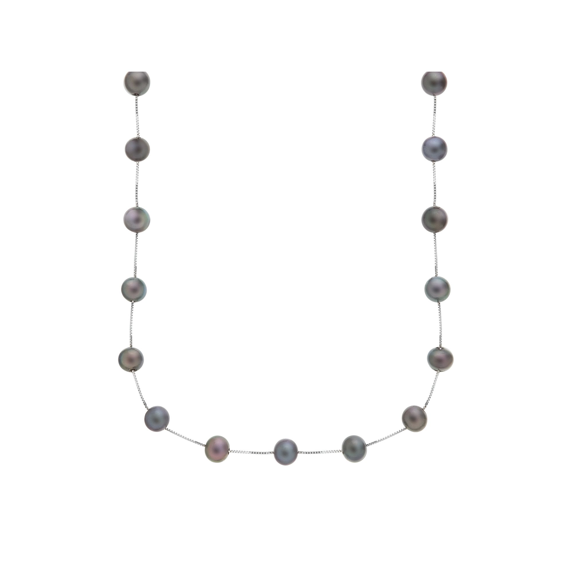 14k White Gold Dyed Freshwater Cultured Pearl Station Necklace, Womens, S
