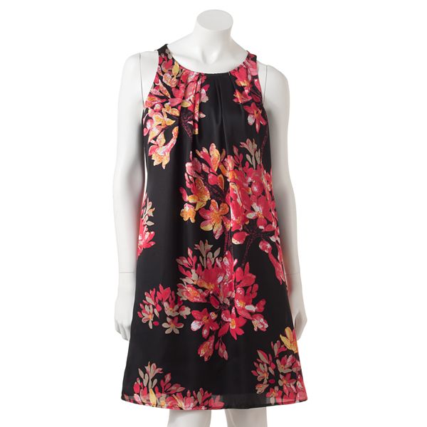 Dana Buchman Floral Pleated Shift Dress