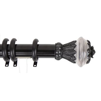 Rod Desyne Paradise Traverse Adjustable Black Curtain Rod & Rings - 30'' - 48''
