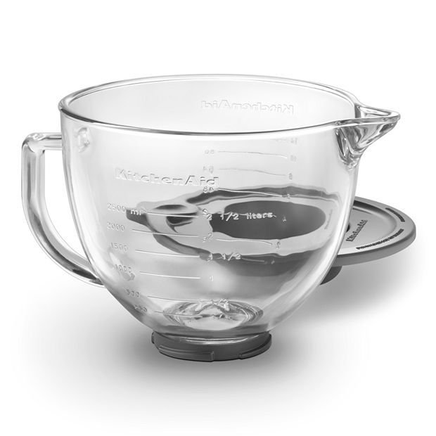 KITCHEN AID 5 QUART GLASS MIXER MIXING BOWL WITH PLASTIC LID FREE